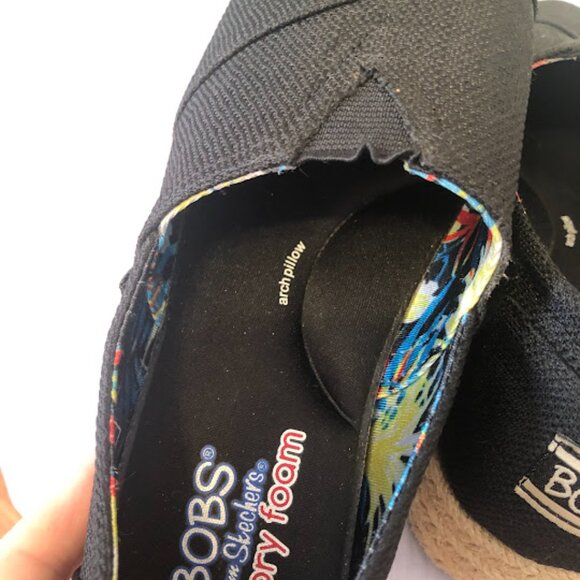 Skechers BOBS Black Espadrille Slip On Wedge Heel in Women's 8M - Picture 13 of 16